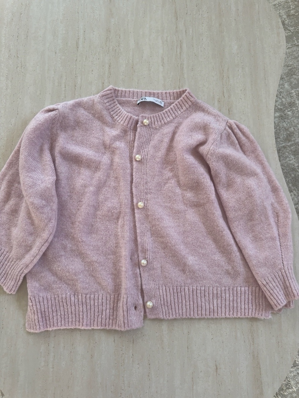 Zara Soft Pink Pearl-Button Cardigan - Picture 1 of 1